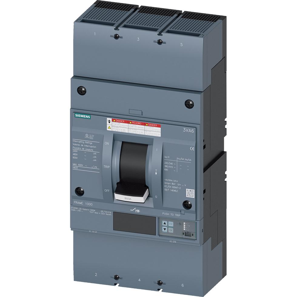 Siemens, Schutzschalter, Leistungsschalter 3VA6 UL Frame 800 Schaltvermögenklasse M 35kA @ 480 V 3-polig 3VA65805JT360AA...
