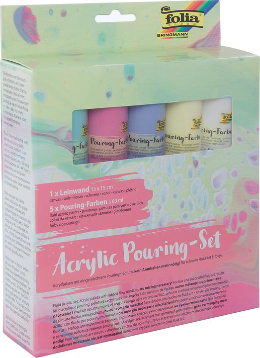 Actual product image Magni 351129 - Acrylic Pouring Set II Pastel, with 5 Pouring colours á 60 ml and 1 canvas ca. 15 x (Multicoloured)