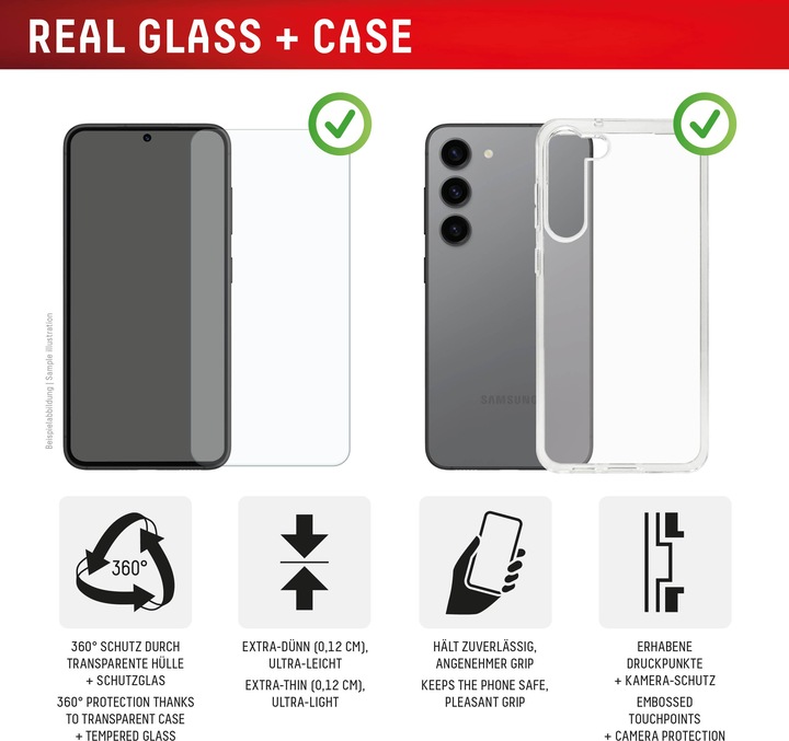 Image du produit Displex Real Glass, 2D Panzerglas + Handyhülle (1 pièce(s), Samsung Galaxy S25 Ultra)