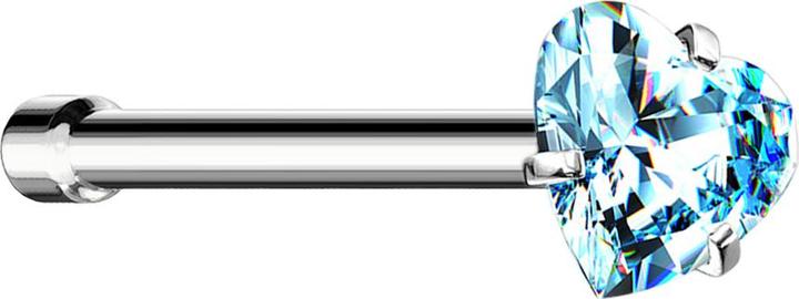 Immagine prodotto Star Piercing Nasenstecker gerade silber Kristallherz aqua gefasst (senza ottone, Acciaio chirurgico 316L)