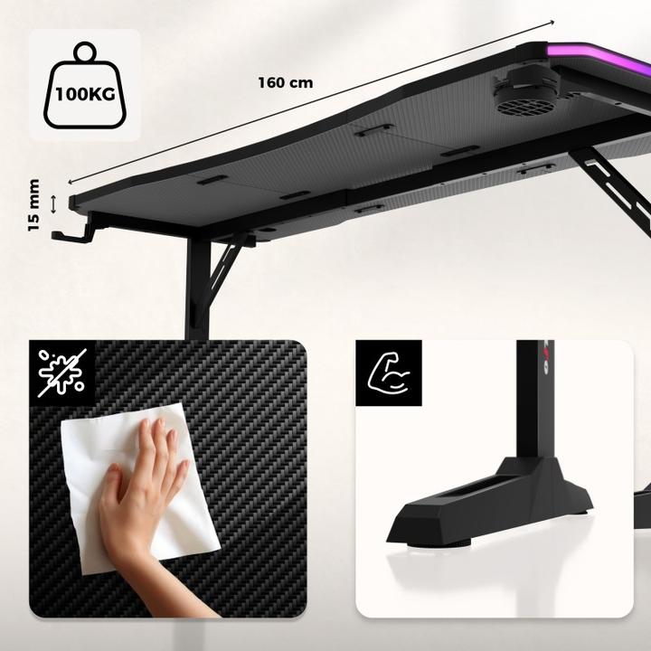 Actual product image Huzaro Biurko gamingowe Hero 4.6 RGB Black