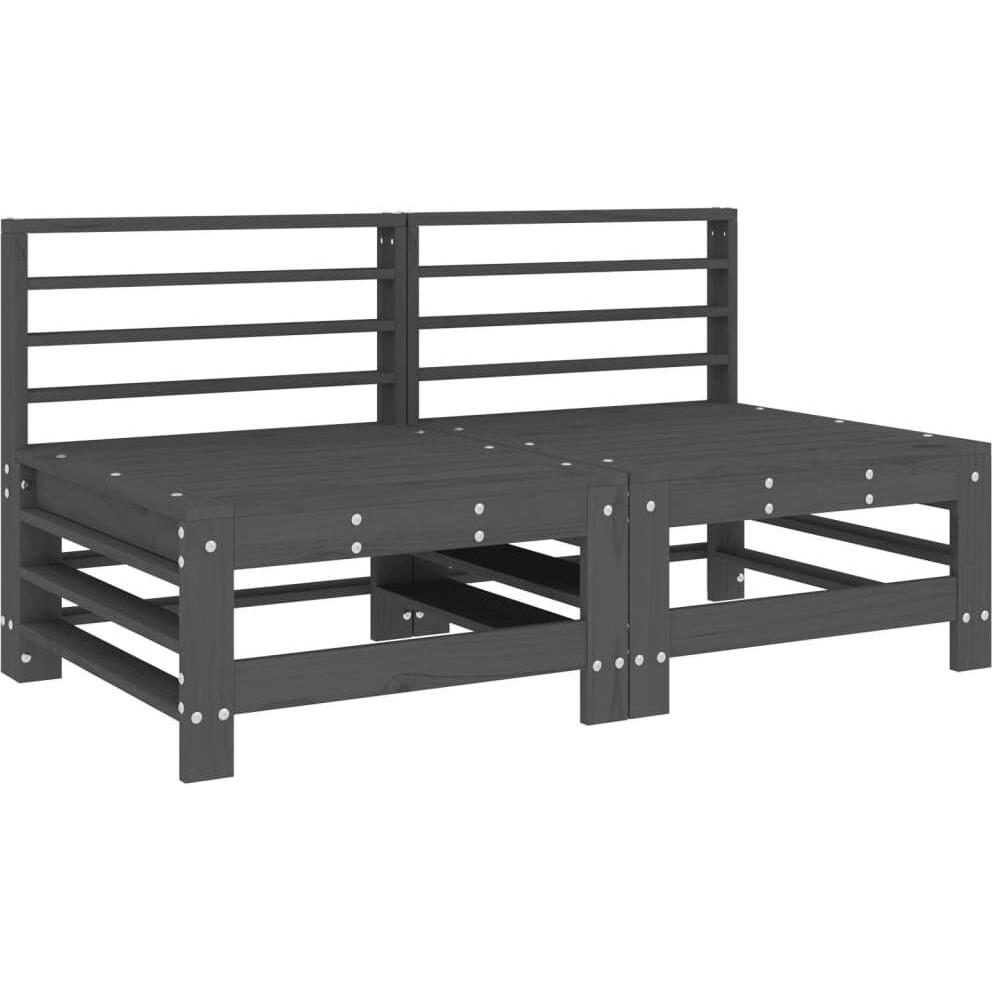 VidaXL, Gartenlounge, Garten-Mittelsofas 2 Stk. Grau Massivholz Kiefer,Farbe