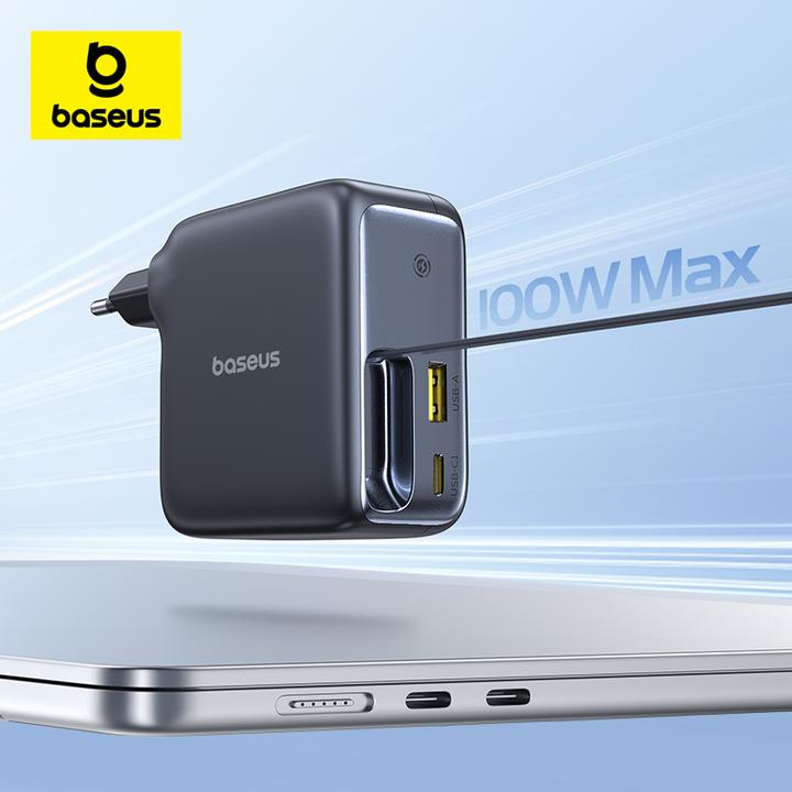 Image du produit Baseus EnerCore CJ11 Charger Retractable 2C+U 100W EU Black (100 W, 3 ports)