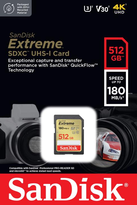 Produktbild SANDISK Extreme (512 GB, SDXC, U3, UHS-I)