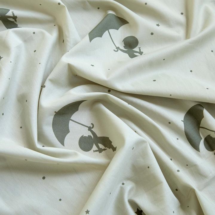 Actual product image Hoppekids ECO Comfort half high bed 90x200 with Green Ole Lukoie curtain, White (90 x 200 cm)