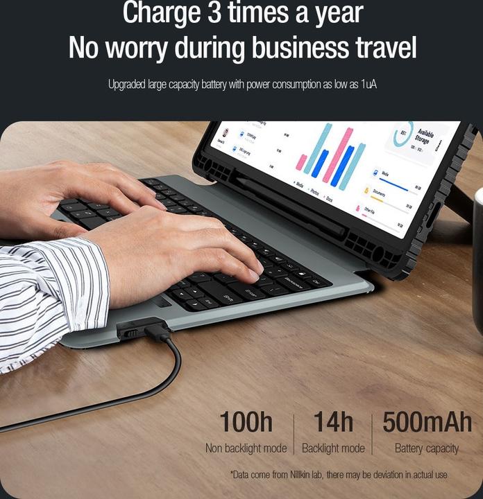 Immagine prodotto NoName Nillkin Custodia con tastiera combinata (versione retroilluminata) per Samsung Tab S9+ Nero (Galaxy Tab S9+)