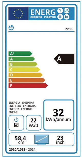 Energie-Label HP Z23n (1920 x 1080 Pixel)