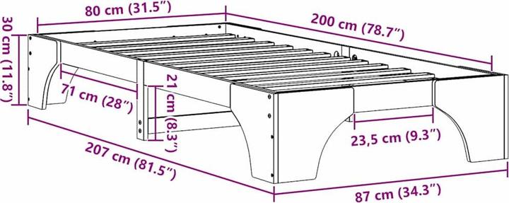 Actual product image vidaXL Bettrahmen (80 x 200 cm)