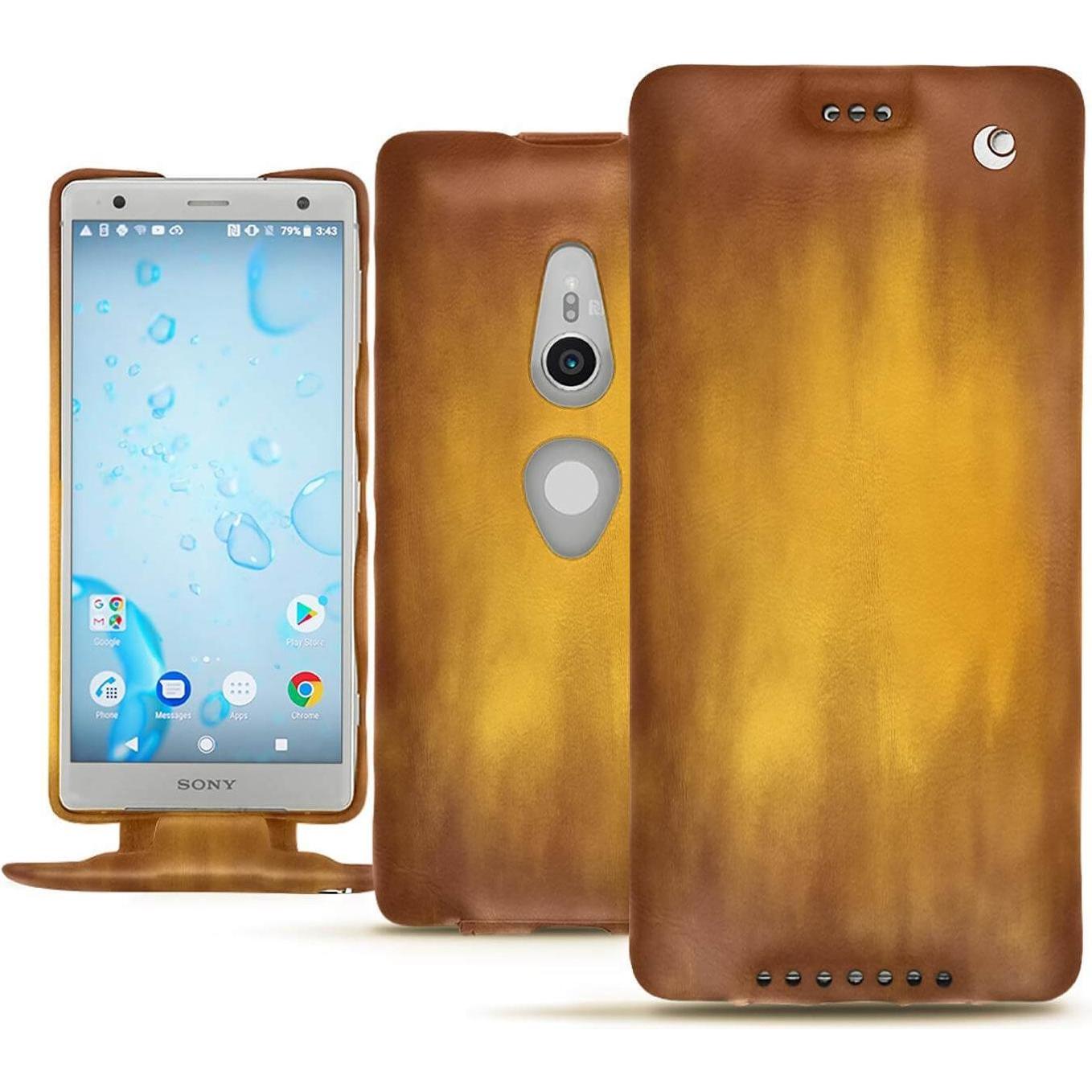 Thumbnail - Noreve Lederschutzhülle vertikal (Sony Xperia XZ2), Smartphone Hülle, Gold