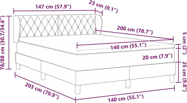 Produktbild vidaXL Boxspringbett (140 x 200 cm)
