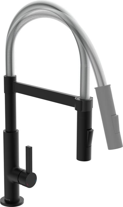 Produktbild Schütte Wasserhahn Küche MIAMI Spiralfeder Spültischarmatur ChromSchwarz matt Schwenkbar 79146