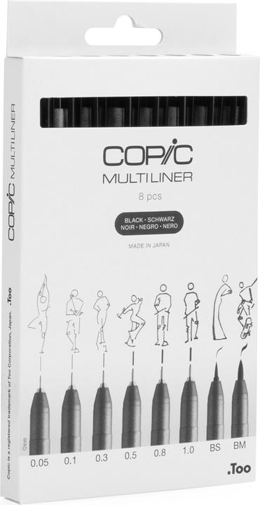 Immagine prodotto Copic Set multiliner nero, 8 pezzi (Nero, 8 x)