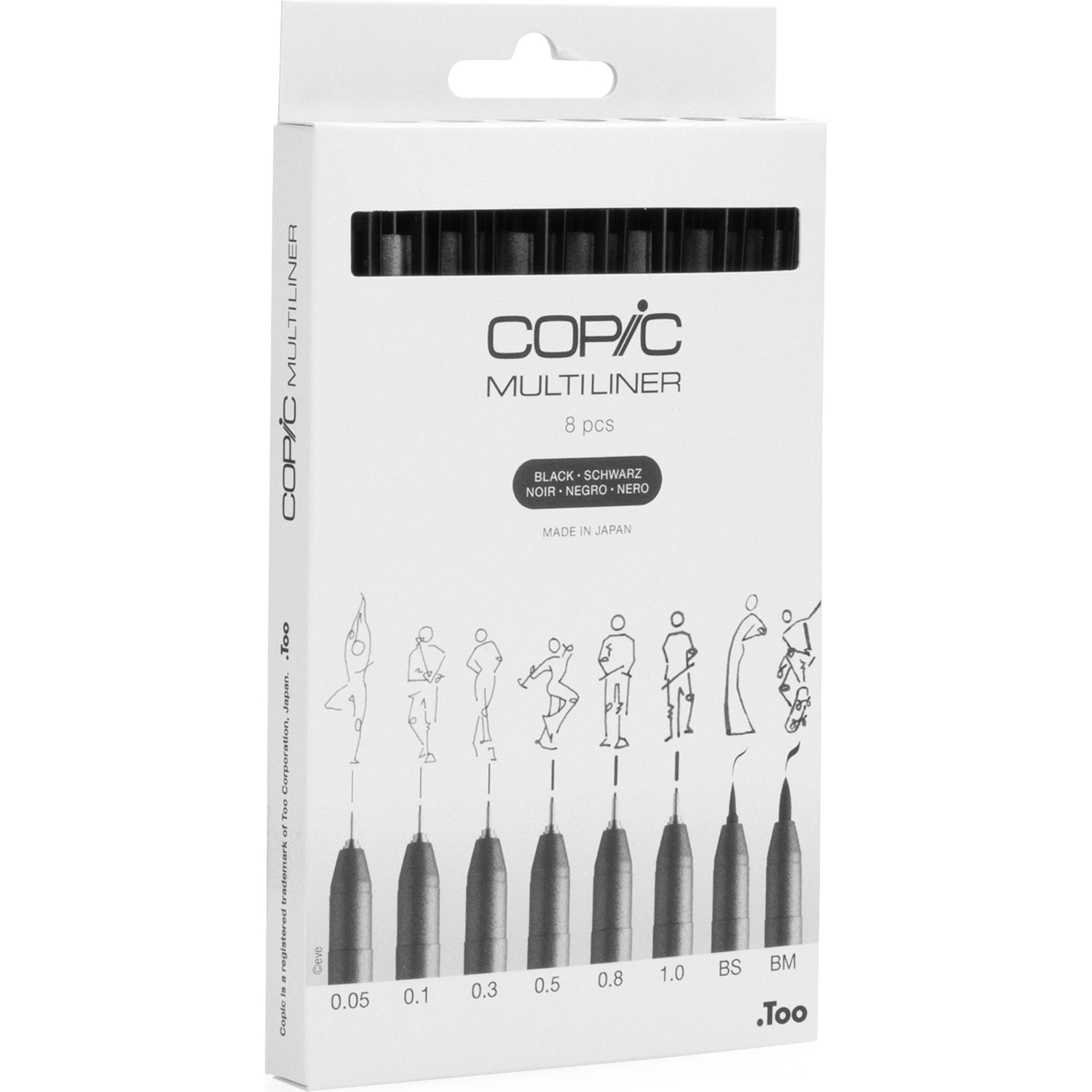 Thumbnail - Copic, Schreibstifte, Multiliner Set schwarz, 8 Stück (Schwarz, 8 x)