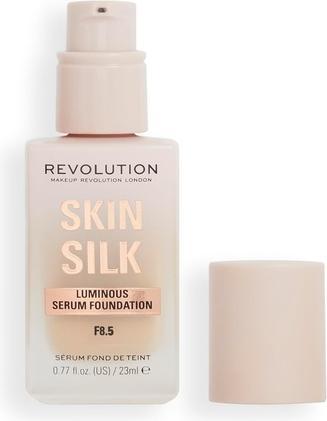 Immagine prodotto Makeup Revolution Skin Silk Serum Foundation Copertura da leggera a media con acido ialuronico 23ml (F8.5)