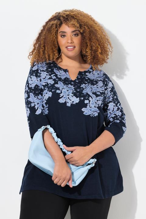 Produktbild Ulla Popken Longshirt, bedruckt, A-Linie, Tunika-Ausschnitt, 3/4-Arm (68)