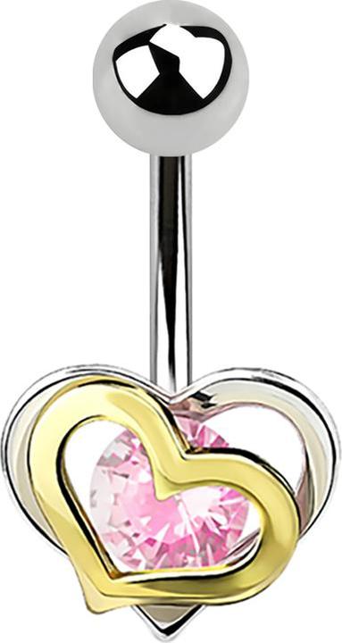 Immagine prodotto Star Piercing Cuore d'argento a forma di banana in cristallo rosa (Ottone, Acciaio chirurgico 316L)