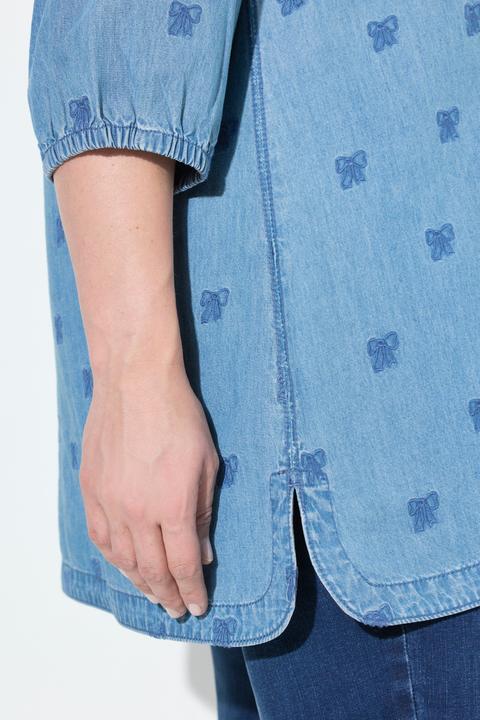 Immagine prodotto Ulla Popken Blusa con fiocchi ricamati, collo da camicia e maniche a 3/4 (50, 52)