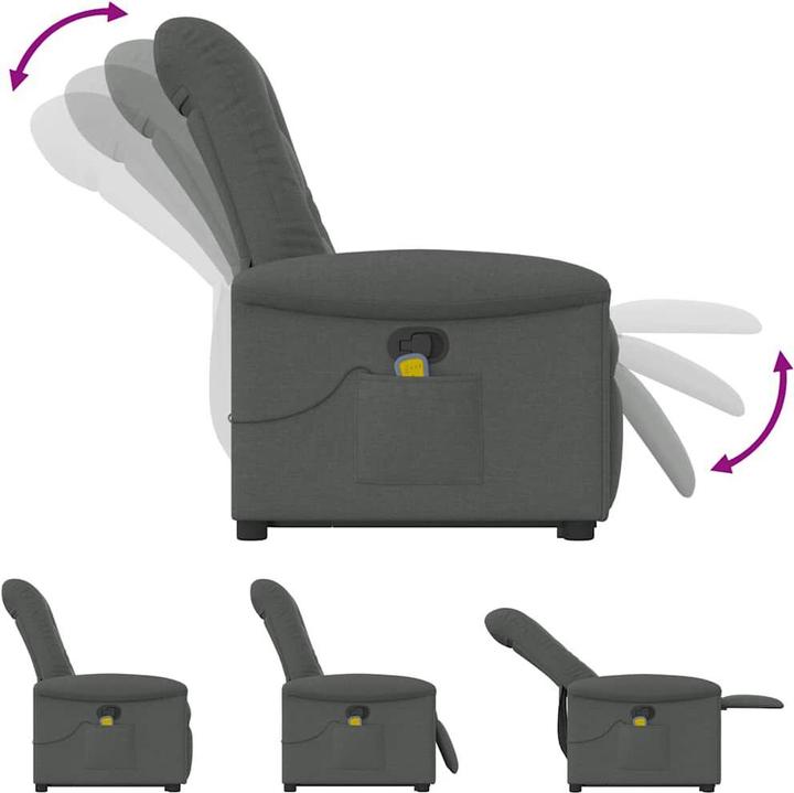 Immagine prodotto vidaXL Poltrona massaggiante con ausilio per la risalita in tessuto grigio scuro