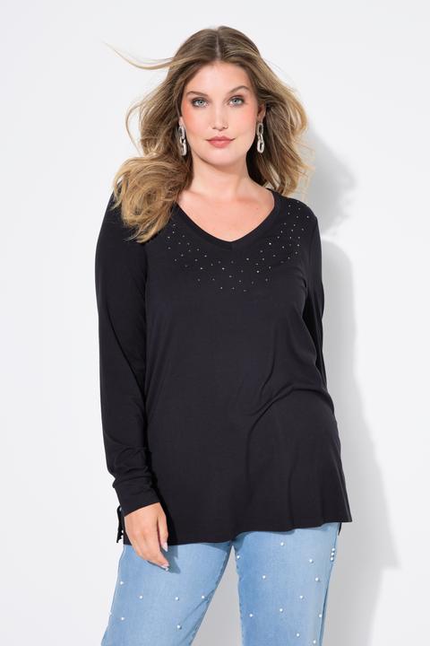 Produktbild Miamoda Langarmshirt, Classic Fit, Glitzersteinchen (50)