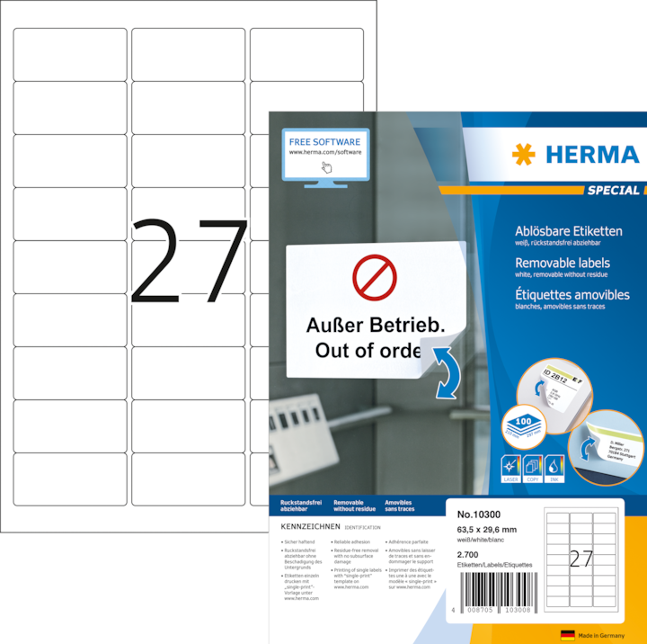 Herma A4 removable labels
