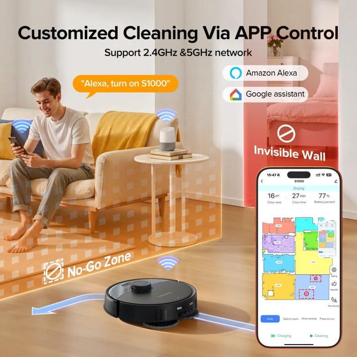 Actual product image Lubluelu Vacuum cleaner One Robotic Vacuum S1000 Black (10000 Pa, Wiping cloth)