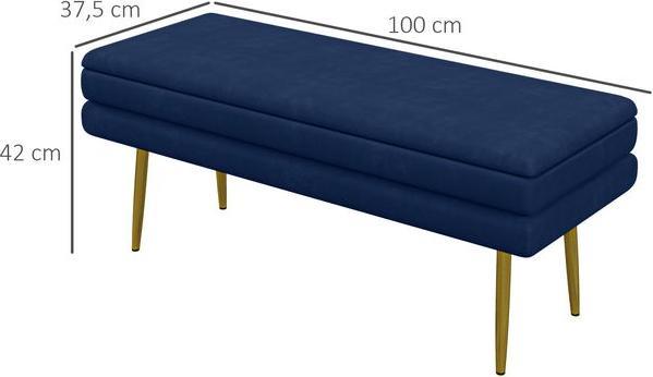 Actual product image Swisshandel24 Sitzbank Polsterbank, mit Stauraum, Stahl, 100 cm x 37,5 cm x 42 cm, Blau (100 cm)