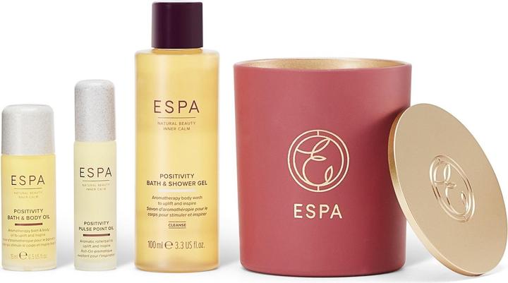 Actual product image Espa Positivity Collection Orange Gardenia Bergamot Includes a Candle Shower Gel Body Oil Pulse Point Oil (Body care set)