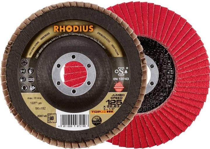 Image du produit Rhodius Disque de ponçage À lamelles ÉLARGI Jumbo SPEED 125 x 22.23 mm K80 inox oblique (80)