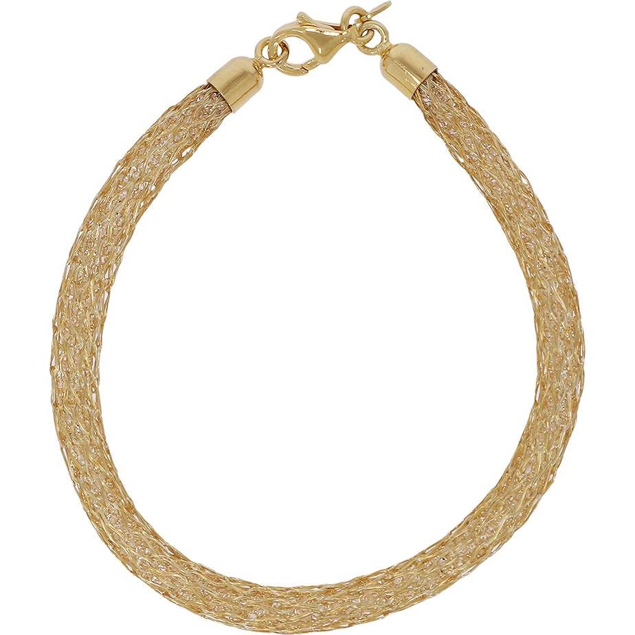 Luxxos, Armschmuck, Mesharmband gefüllt mit Zirkonia vergoldet, (19 cm, Vergoldet, Verschluss und Endkappen aus 925 Ster...