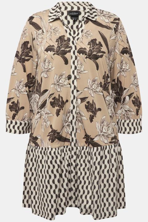 Actual product image Ulla Popken Stretch Blend layered Look Button Down Tunic Blouse (46, 48)