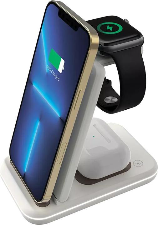 Image du produit Canyon WS-304, 3in1, station de recharge sans fil Qi pour 3 appareils en même temps, noir (15 W)