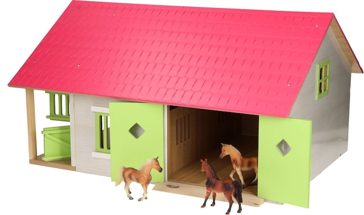 Productafbeelding Kids Globe Farming Paardenstal Roze met 2 boxen en opbergruimte