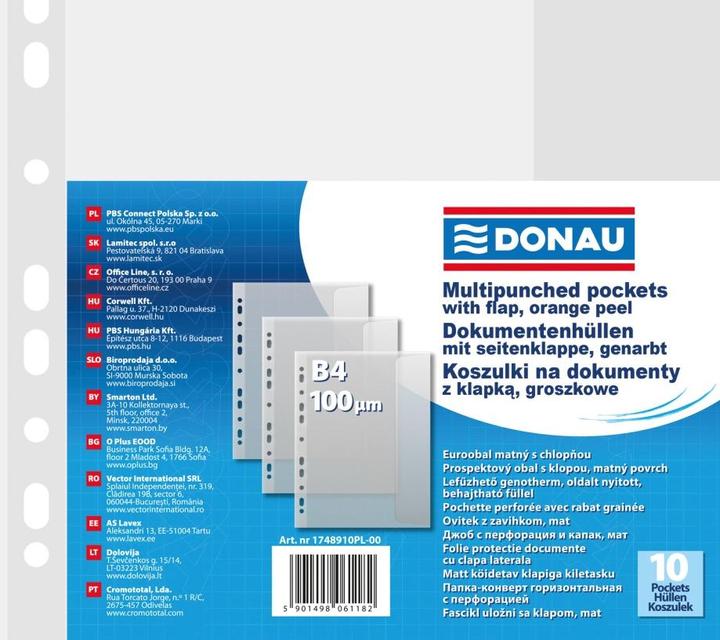 Actual product image Donau brochure pockets with flap, pp, a4, orange skin, 100 micron, pack of 10 (10 x)