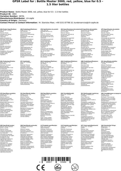 Produktbild Ich-zapfe Dosiergerät "Bottle Master 3000" rot (Dosierer + Ausgiesser)