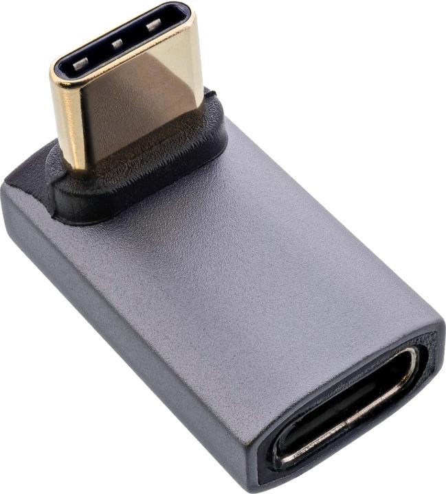 Actual product image InLine USB4 adapter, USB-C plug/socket angled top/bottom, aluminium, grey (2 cm)