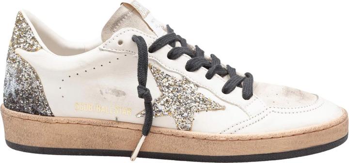 Actual product image Golden Goose ballstar sneakers in leather and suede with applied glitter (39)