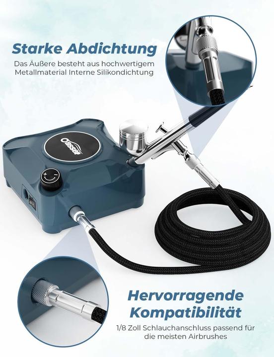 Actual product image Oasser Airbrush Set mit Kompressor, Double Action-Airbrush-Pistole und Zubehör