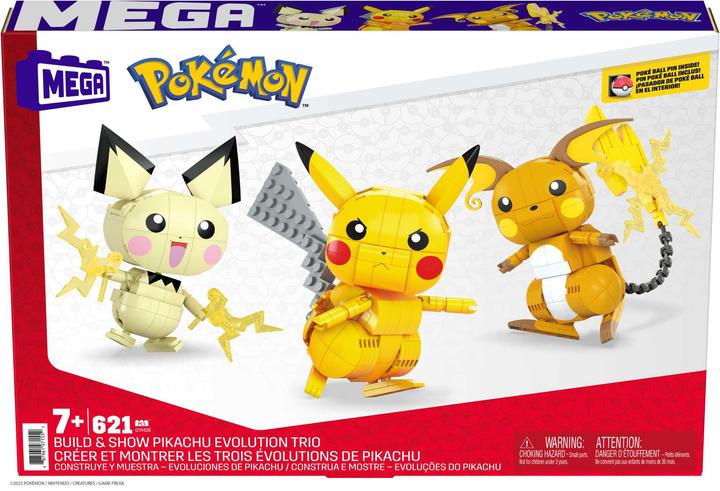 Actual product image Mega Construx Pokémon Build and Show Pikachu Evolution Trio
