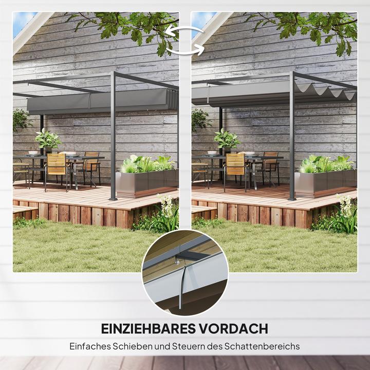 Immagine prodotto Outsunny Pergola Stahl, Polyester Dunkelgrau (400 cm, 300 cm)
