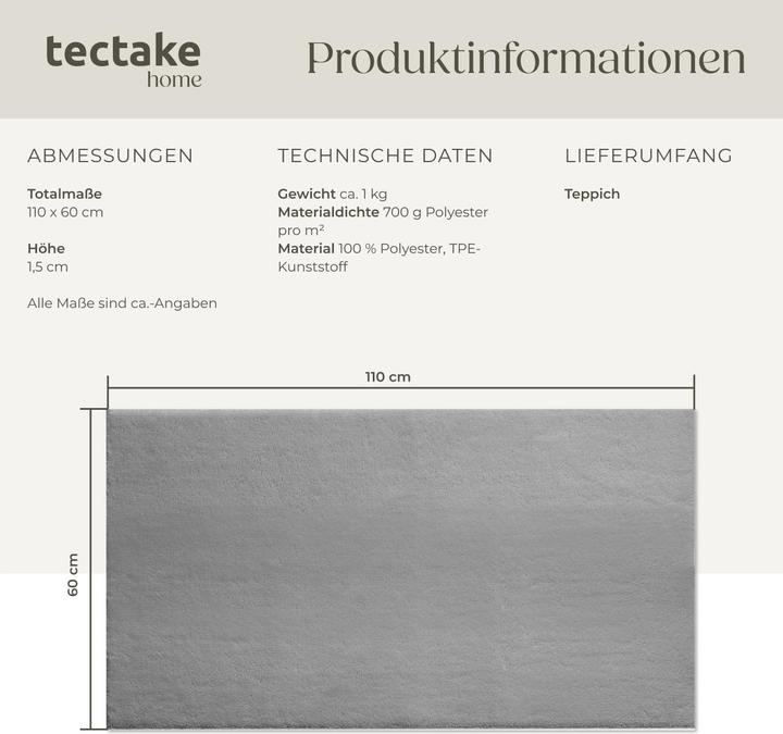 Immagine prodotto tectake Tappeto a pelo corto Soft Zone (60 x 110 cm)