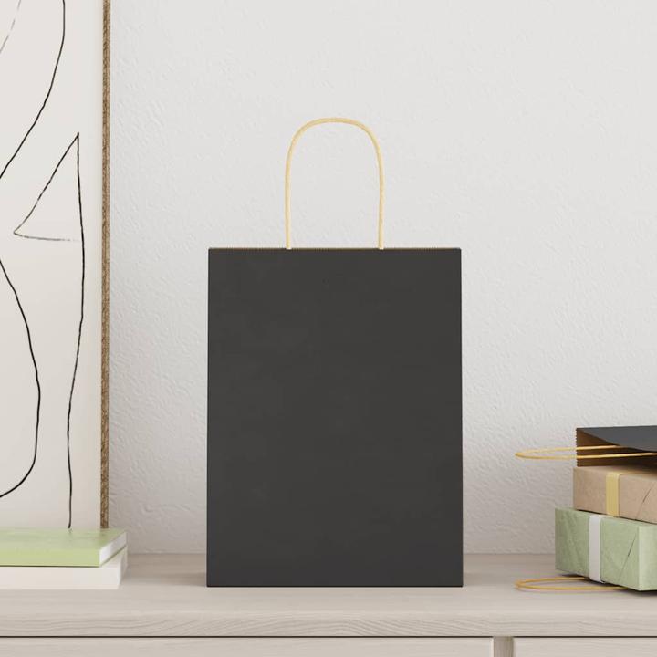 Image du produit VidaXL Sacs en papier kraft 50 pcs. avec anse Noir 22x11x28 cm Sac en papier (Coffret cadeau, 50 x)