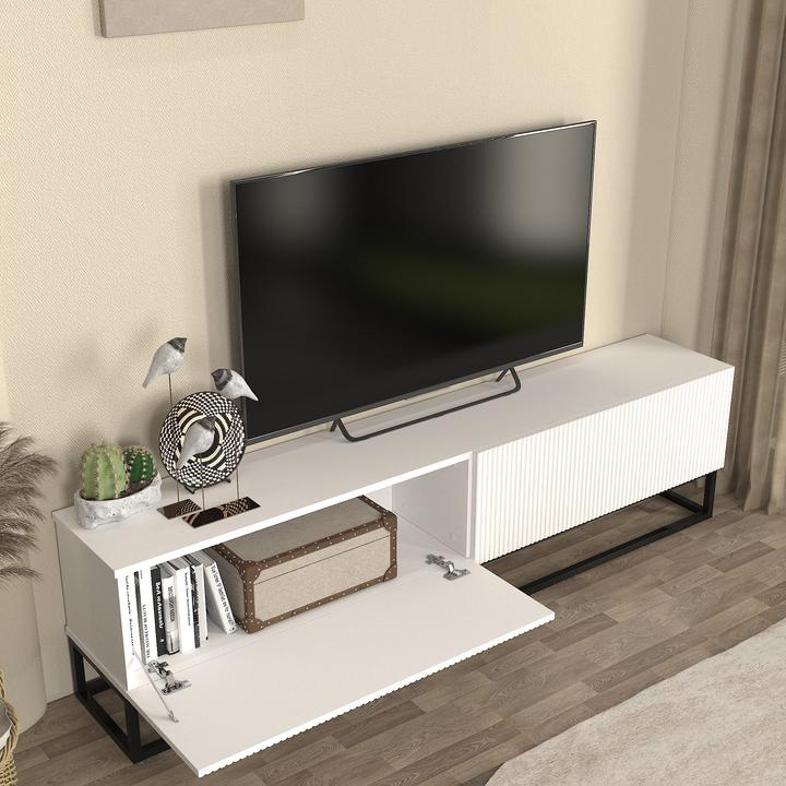 Immagine prodotto En.Casa TV-Lowboard Verpsboga langes Gestell 180x32x47 cm Weiss (31.50 x 32 x 46.50 cm)