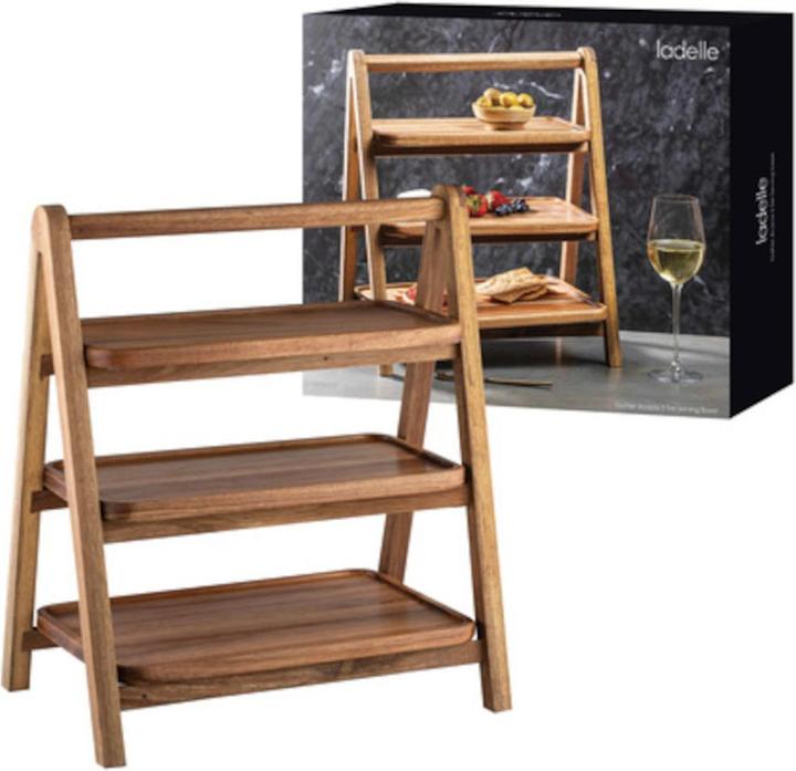 Actual product image Ladelle Gather acacia 3-storey serving tower