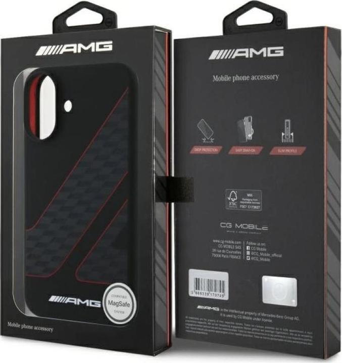 Actual product image Mercedes AMG AMHMP16S2SCFR iPhone 16 6,1" czarny/black hardcase Checkered Flag Pattern MagSafe (Apple iPhone 16)