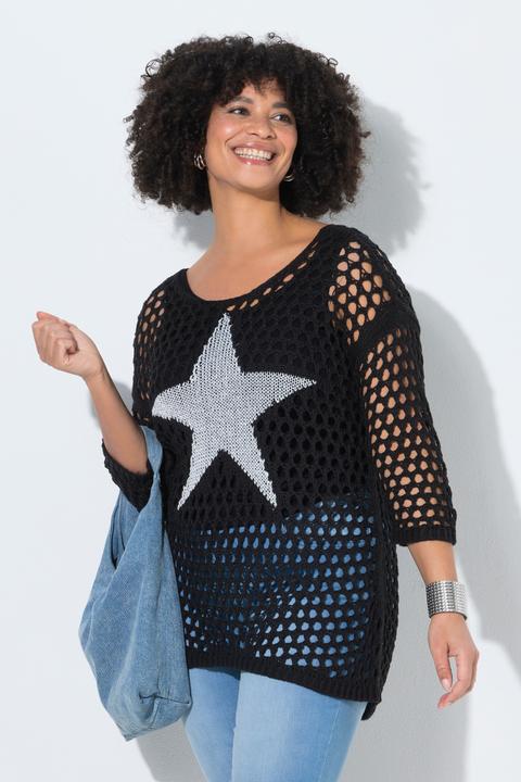 Produktbild Angel of Style Pullover, Relaxed Fit, Grobstrick, Stern, 3/4-Ärmel (60)