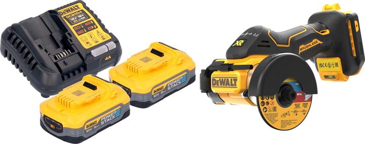 DeWalt DCS 438 H2 Akku Multimaterialschneider 18 V 76 mm Brushless + 2x Powerstack Akku 5,0 Ah +