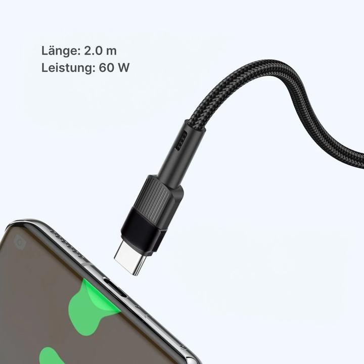 Produktbild Hermex Kabel USB-C zu USB-C 2m 60W Datenkabel Schnellladekabel (2 m, USB 2.0)