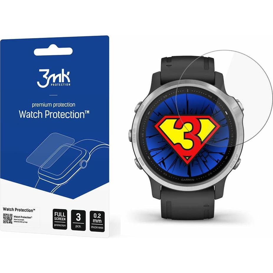 Thumbnail - 3MK hybrid glass Watch Protection FG for Garmin Fenix 6s, Smartwatch Zubehör, Schwarz