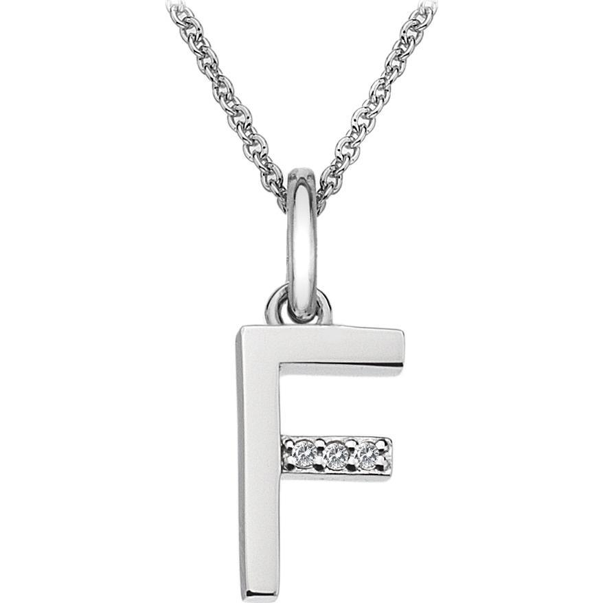 Hot Diamonds, Halsschmuck, Diamant Buchstaben Halskette F, (Silber 925, 40 - 45 cm)