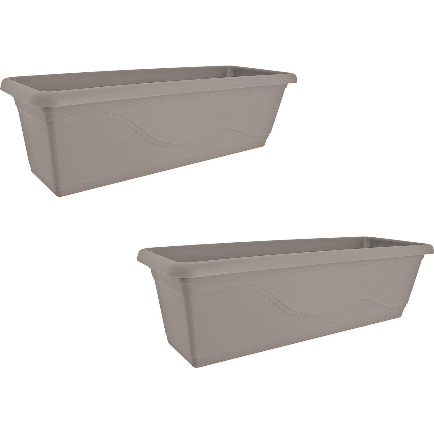 HTI-Living, Blumentopf, Blumenkasten mit Wasserspeicher 60 cm 2er Set Taupe (17 cm)
